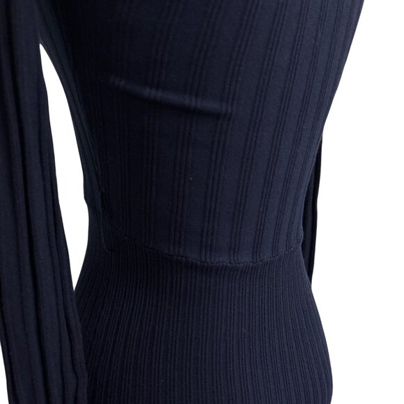 Venus Navy Blue Ribbed Knit Long Sleeve Dress XS - Picture 11 of 15